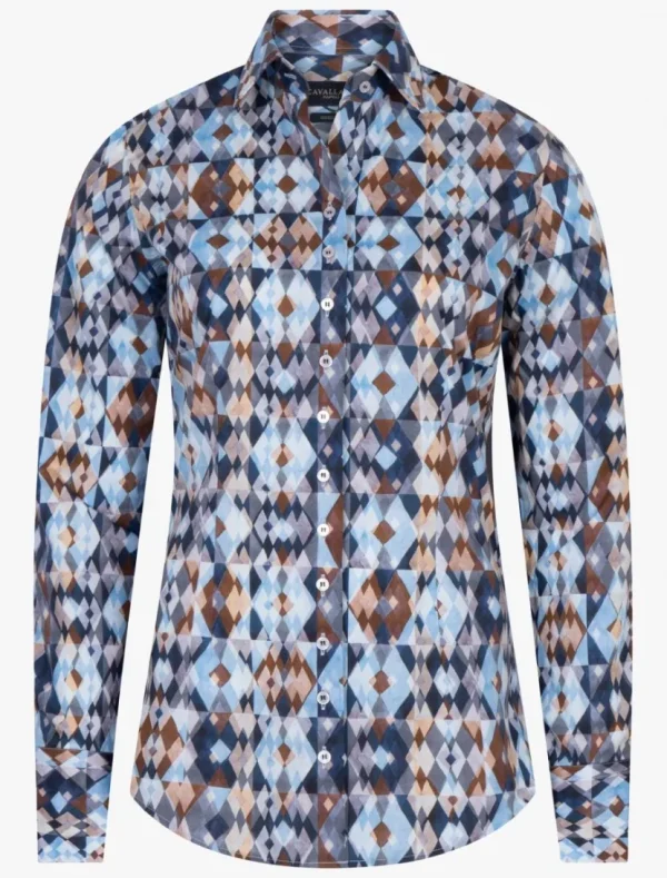 Hot Cavallaro Napoli Florenza Blouse Lt Blue / Brown