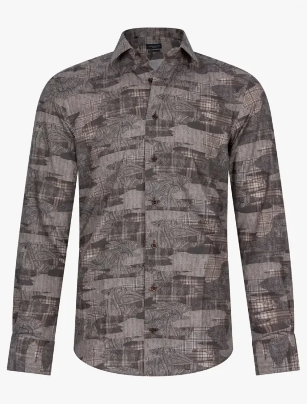 Outlet Cavallaro Napoli Lazano Overhemd Donkerbruin