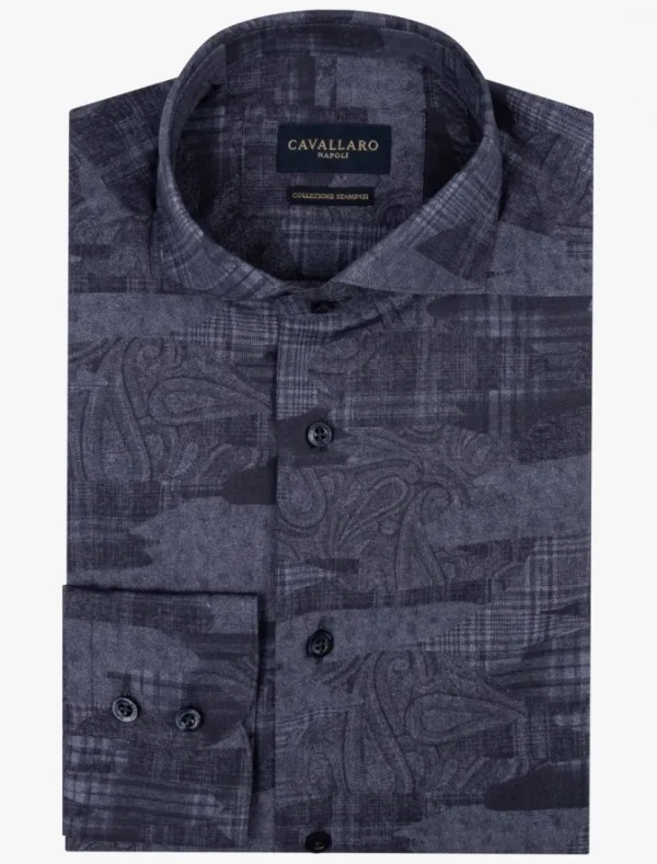 Clearance Cavallaro Napoli Lazano Overhemd Donkerblauw