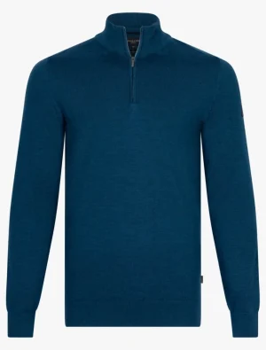 New Cavallaro Napoli Merino Half Zip Trui Petrol