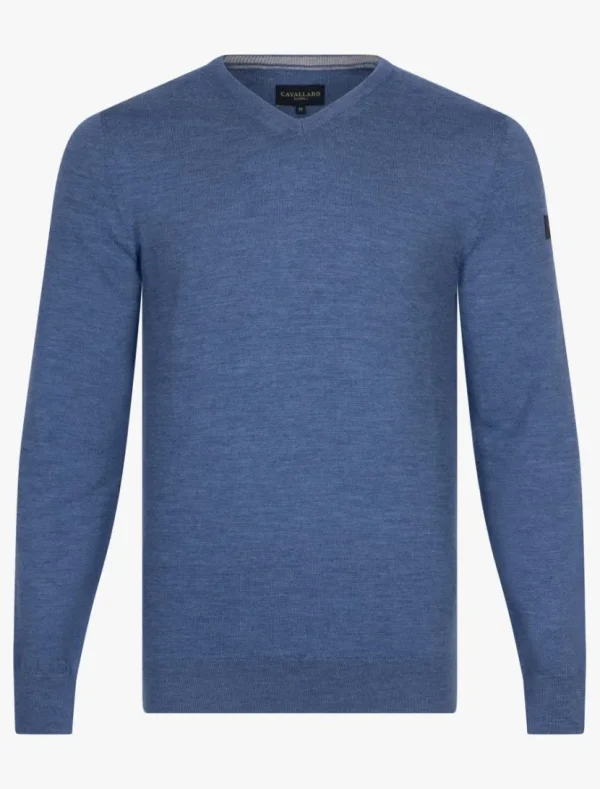 Best Cavallaro Napoli Merino V-Neck Trui Blauw