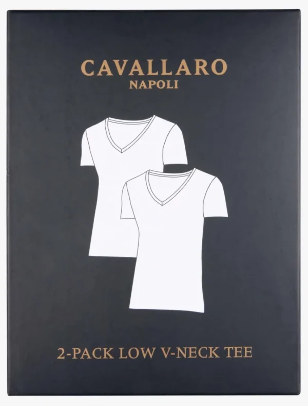 Sale Cavallaro Napoli V-Neck Low 2-Pack Ondershirts Wit